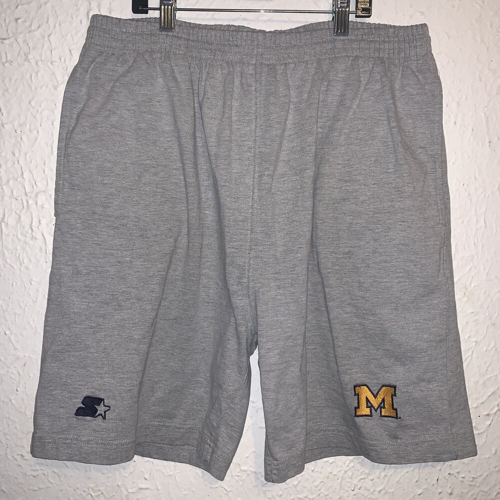 Vintage 90s University Michigan Wolverines Team Starter Gray Basketball Shorts L
